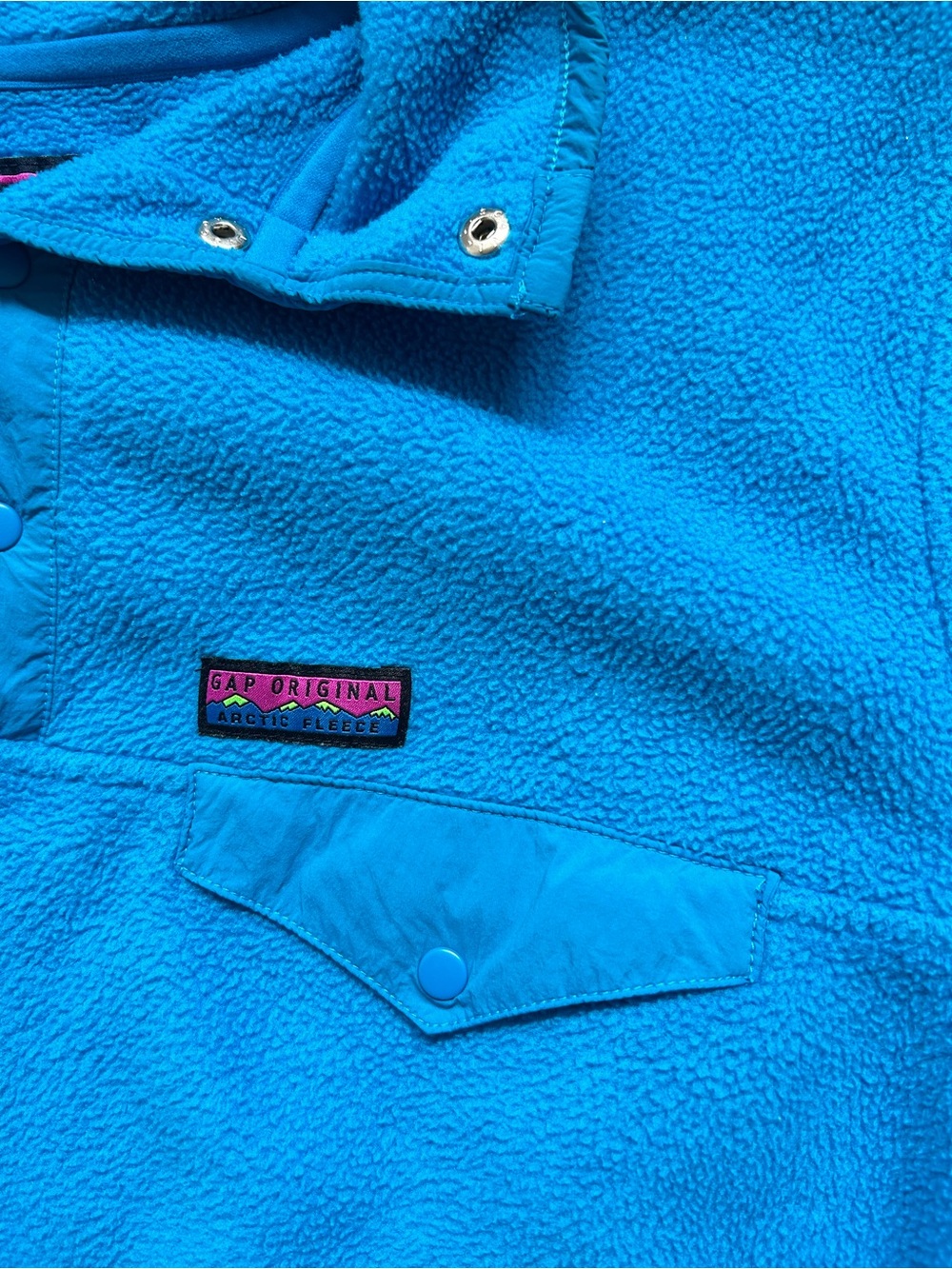 GAP Bright Turquoise Blue Fleece Pullover - Picture 4 of 5